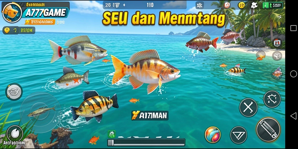 Tampilan gameplay A777GAME yang penuh aksi Tembak Ikan.