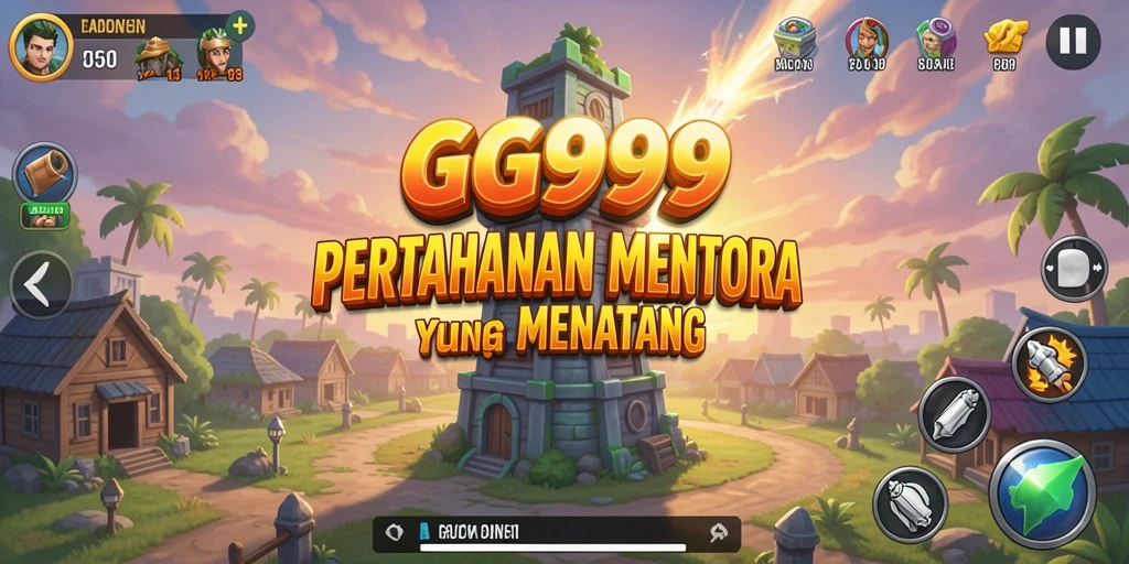 Tampilan gameplay GG999 yang menegangkan dalam Tower Defense.