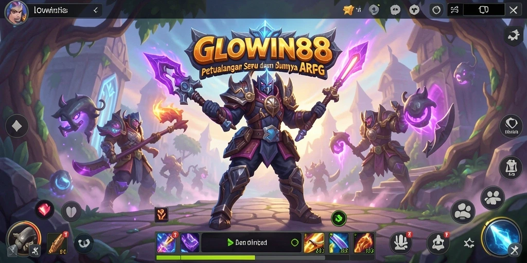 Tampilan gameplay GLOWIN88 menampilkan pertempuran seru dalam dunia fantasi.