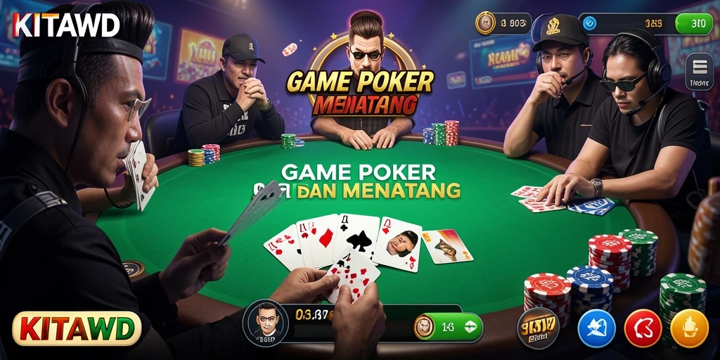 Screenshot utama KITAWD menampilkan gameplay poker intens dan menarik.