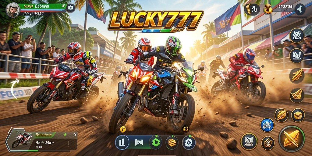 Tampilan menarik dari gameplay LUCKY777 yang penuh aksi balapan motor.