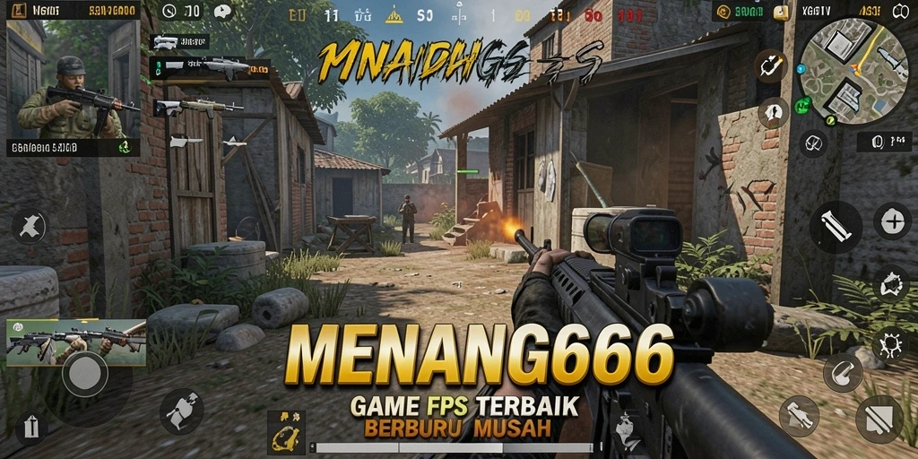 Screenshot MENANG666 menunjukkan aksi pertempuran yang mendebarkan dalam gameplay FPS.