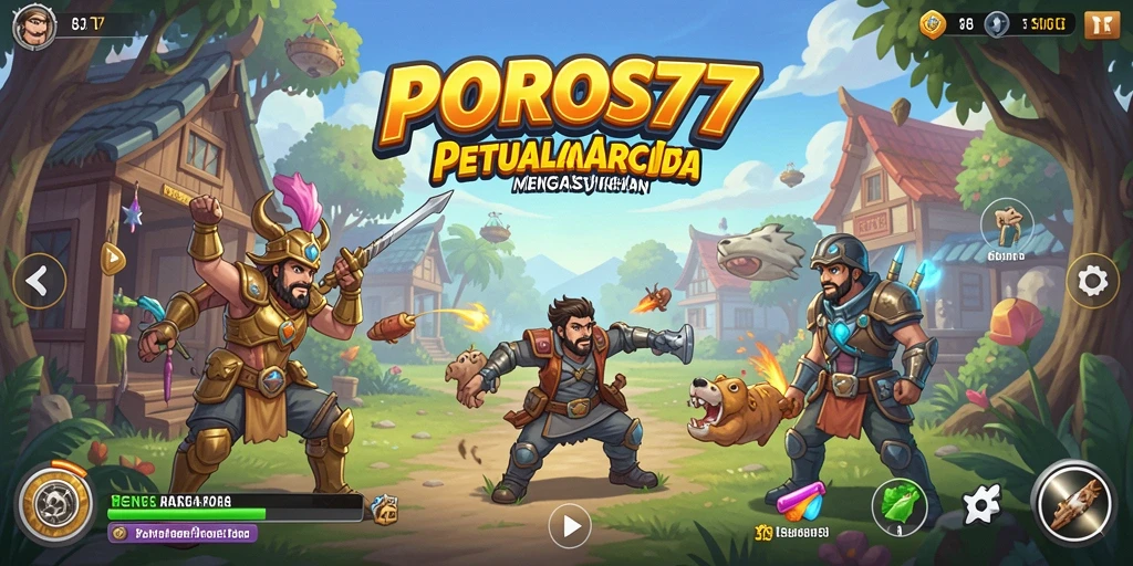 Tangkapan layar utama <strong>POROS77</strong> menampilkan aksi seru gameplay arcade.