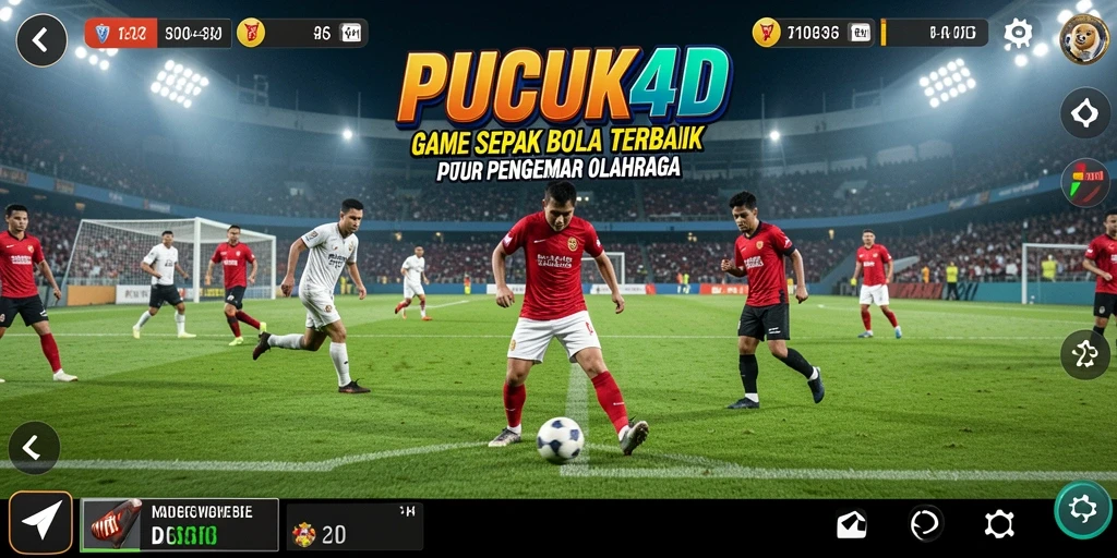 Tampilan gameplay seru dari aplikasi PUCUK4D dengan aksi sepak bola.