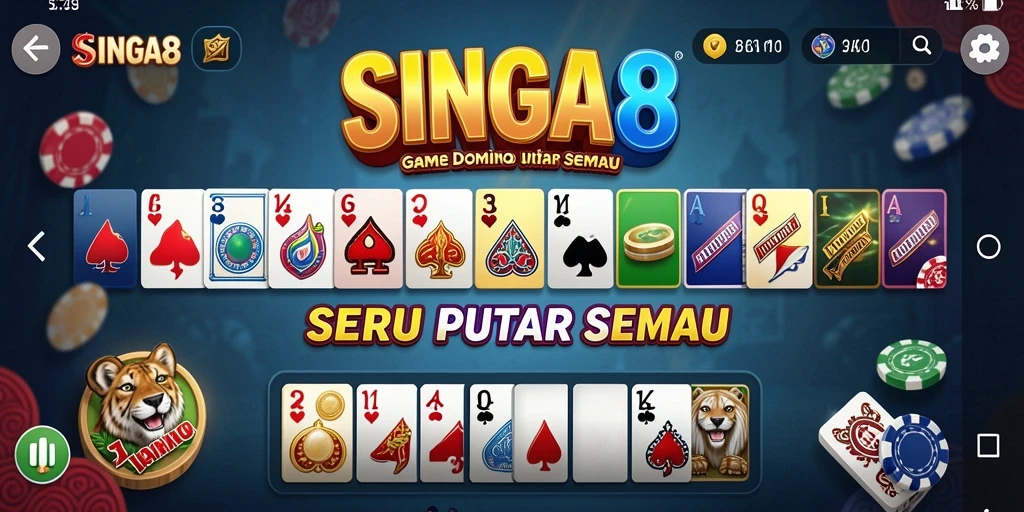 Tampilan screenshot SINGA8 menampilkan gameplay Domino yang menarik.