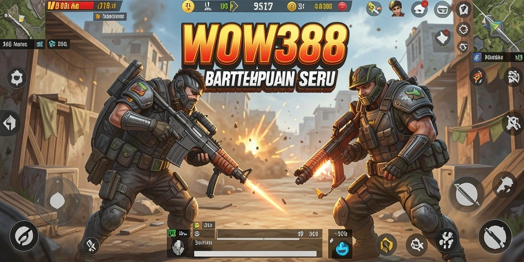 Screenshot menampilkan gameplay seru dari WOW388 dalam mode Battle Royale.